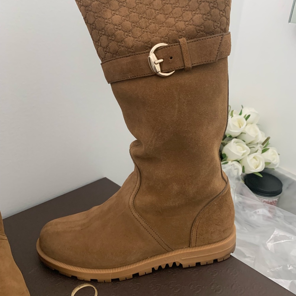 Brown Suede GG monogram Boots - Picture 12 of 15